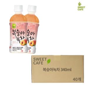 웰그린 복숭아녹차 340ml 40개 [2BOX] 편의점음료수 체육대회간식 소풍간식