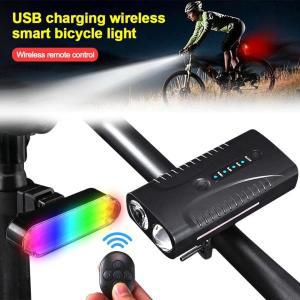 야간 밀폐USB 충전 무선 원격 제어 다채로운 미등 후방 조명, 인덕션 헤드 라이트 MTB 라이딩 손전등 자전