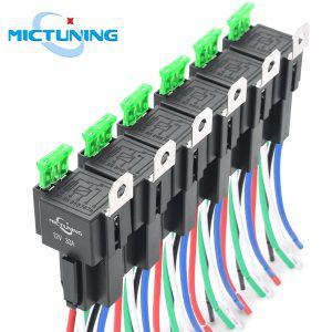 MICTUNING-SPST 자동차 전기 릴레이, 6 개, 5 핀, 14AWG 와이어 포함, 자동차 퓨즈 릴레이 스위치, 하네스