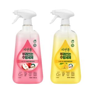 자연퐁 뿌려쓰는 주방세제 레몬향 750ml, 1개  +  애플향 750ml, 1개