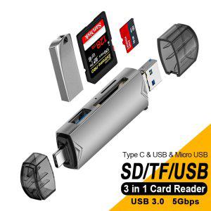 카드 리더기 USB 30 및 마이크로 USB 및 C 타입에서 SD 마이크로 SD TF 카드 리더기 휴대폰 PC 노트북 카드