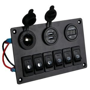 6 갱 스위치 패널 12V-24V LED 디지털 전압계 듀얼 USB 충전기 RV 트럭 보트 SUV용 라이터 소켓