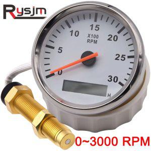 HD 3000RPM 타코미터 디젤 해양 보트 자동차 RPM 시간 미터 디지털 레드 85mm