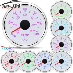 7 색 LED 백라이트가 있는 52MM 수온 0-120 ℃ 센서 해양 보트 자동차 트럭용