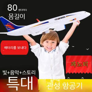 장남감 비행기 초빅사이즈 전력 80cm 무드등 바퀴 달린 관성항공기 모형항공기 Bluetail45CM경비행기