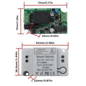 433MHz 범용 무선 RF 원격 제어 팬 램프 라이트 스위치 10A 릴레이 출력 라디오 AC 220V 1CH 수신기 모듈