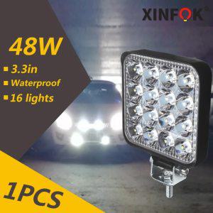 미니 오프로드 LED 바 사각형 LED 작업등, 자동차 트럭 보트, 4x4 트랙터, 42W, 48W 스포트라이트, 12V, 24