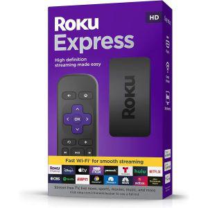 Roku 로쿠 익스프레스 무료,라이브TV가 포함된 HD 스트리밍디바이스 표준리모컨(TV제어안됨)