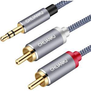 CHLIANKJ 3.5mm 스테레오 미니 플러그 투 2RCA 변환 오디오 케이블 골드 도금 커넥터 남성 2남성 Y 스플리