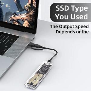 M.2 NVME PCIe NGFF SATA 듀얼 프로토콜 SSD 케이스, 투명 USB C 타입, 10Gbps 외장 인클로저 하드 디스크