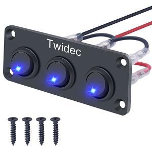 Twidec /3 갱 로커 토글 스위치 패널, 12V DC 라운드 도트 조명 20A 3핀 ON/OFF SPST 컨트롤, 자동차 또는