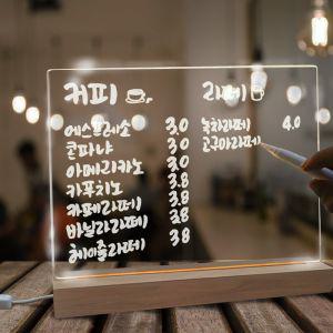 LED 메모 투명보드 스탠드 대형 30x20cm 메세지보드 DIY 조명등 조명스탠드 화이트보드