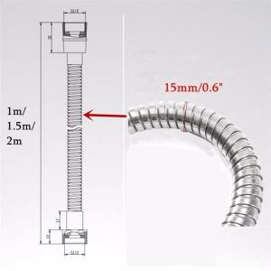 MTSPACE 고품질 유연한 샤워 호스, 스테인레스 스틸, 크롬, 욕실 워터 헤드, 파이프 도구, 1m, 2m, G1, 2