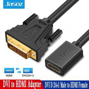 dvi케이블 Jasoz DVI to HDMI 어댑터 양방향 D 24 1 수-HDMI 암 케이블 커넥터 컨버터 프로젝터용