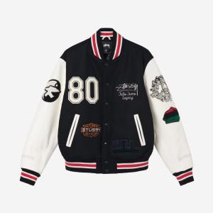 스투시 x 아워레가시 x 데님 티어스 TTL 바시티 자켓 블랙 Stussy x Our Legacy x Denim Tears TTL Varsity