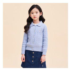 BEANPOLE KIDS Essential 여아 면 T칼라 케이블 카디건 스카이 블루 BI415AGE2Q 1066321