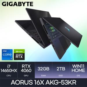 GIGABYTE 기가바이트 AORUS 16X AKG-53KR Win11 (D5-32GB/2TB) HMC