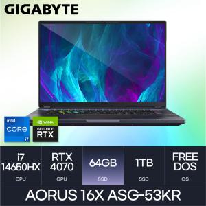 GIGABYTE 기가바이트 AORUS 16X ASG-53KR (D5-64GB/1TB) HMC