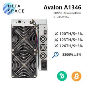 아발론 채굴기 A1346 120T 123T 126Th/s 3300W 암호화 비트코인 채굴 BTC 아식 A1246 A1166 프로보다