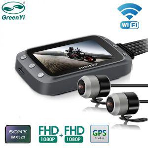 오토바이블랙박스 선명한화질 헬멧 블루투스 편리한 GreenYi WiFi 오토바이 DVR 대시 캠 1080P + 1080P 풀