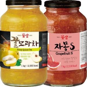 대량구매 단체주문 꽃샘 꿀모과차 1kg + 자몽차S 1kg 선물용 회사 사무실 행사