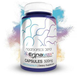 Nootropics Depot 6784168906 Erinamax 캡슐 | 액체 배양 사자 갈기 균사체 500mg 0.5% 에리나신 A 헤리시