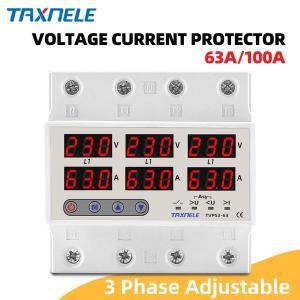 TAXNELE 전압 전류 릴레이 보호기 100A 63A 60A 220V 3P 과전압 릴레이 전류 리미터 3피스