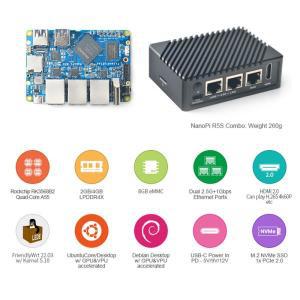 NanoPi R5S Rockchip RK3568 2 4 GB RAM 듀얼 2.5G 기가비트 미니 라우터, CNC 금속 케이스 포함