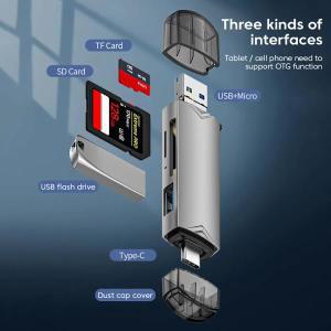 OTG C타입 SD TF 카드 리더, 마이크로 USB 플래시 드라이브 어댑터, 5Gbps 고속 전송, 다기능 6 in 1