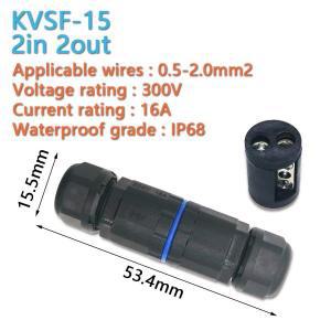 IP68 방수 케이블 커넥터 KVSF-15, 2 in out, 핀, 3 4 5 전기 단자 어댑터, 와이어 LED 조명