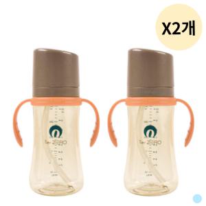 릴팡 유아 아기 양손 PPSU 빨대컵 300ml 브라운 X2개