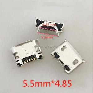 100pcs 마이크로 usb 5pin 잭 황소 경적 5.5*4.85mm 미니 커넥터 호환 dip4 8600 휴대 전화 충전 꼬리 소켓