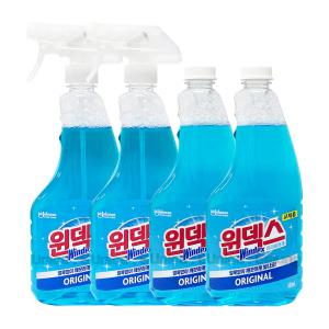 윈덱스 유리세정제 500ml 본품 2개 + 리필 2개 외 / 유리청소 세제 세정제 클리너