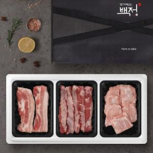 [고기장인백정] 무항생제 한돈 선물세트 1.2kg (통항정살 400g+통삼겹살 400g+통갈매기살 400g)