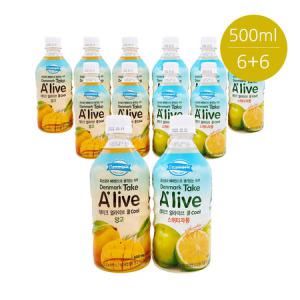 덴마크 테이크 얼라이브 500ml 망고 6개+스위티자몽6개