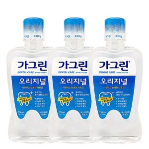 가그린 NEW 오리지널 저자극 충치예방 무색소750ml x3개