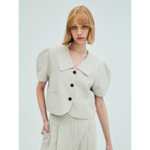 Puff sleeve cropped jacket_Beige