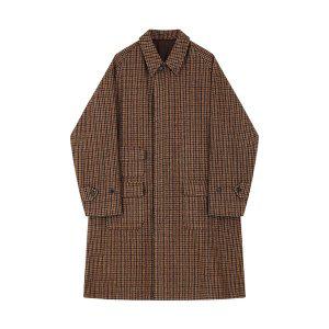 [벨리프]Tweed wool hound tooth Raglan Balmacaan Coat (Brown)