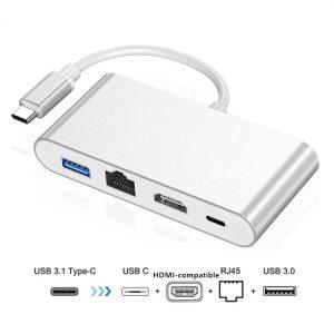 C타입 이더넷 4K HDMI 호환 USB C 3.0 허브 어댑터, 맥북 HP ENVY13, 삼성 S21 Dex PS5 TV, 화웨이 메이트