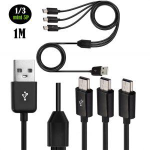 휴대폰용 고속 데이터 충전 커넥터 케이블 USB20 타입 A 수 to 3 미니 USB B 수 5 핀 480Mbp 동기화 전원