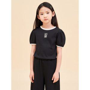 [BEANPOLE KIDS] 여아 폴리 골지소재 반팔 티셔츠  블랙 (BI4442G015)