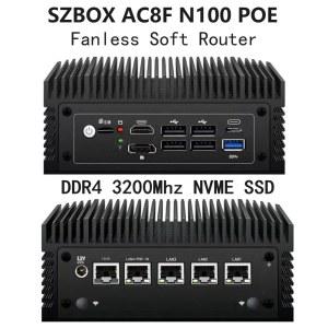 SZBOX 팬리스 소프트 라우터, 산업용 OPNsense VPN 4K 듀얼 디스플레이, N100 미니 PC pfSense 방화벽, AC8F N100