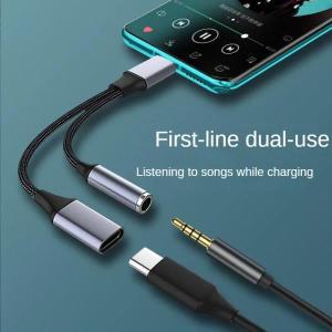 aux케이블 USB Type C to 3.5mm Headphone and Charger Adapter 2-in-1 Aux Audio Jack DAC Fast Charging