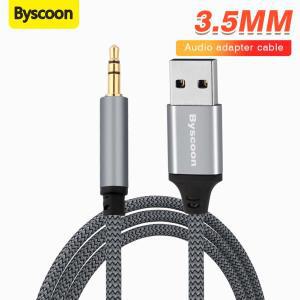 aux케이블 Byscoon USB 3.5mm 잭 오디오 케이블 헤드폰 마이크 외장 사운드 카드 어댑터, PC 노트북용 AUX