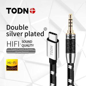 aux케이블 TODN 유형 c ~ 3.5 잭 aux 오디오 usb dac 케이블 tipo 실버 마이크 32 비트/384khz 전화, 헤드