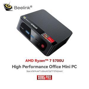 품질보증 윈도우탑재 Beelink SER5 PRO Ryzen 7 5700U 미니 PC 와이파이 6 BT 5.2 듀얼 선풍기 트리플 디스