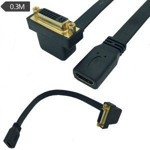 dvi케이블 평면 HDMI-DVI 케이블 분배기 HDTV 암-DVI24 5 암 엘보 연장 코드 어댑터 0.3M 컴퓨터 연결 TV