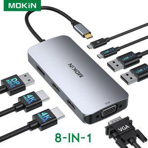 dp케이블 MOKiN 도킹 스테이션 USB C 허브 어댑터 A 2.0 노트북 독 디스플레이 포트 4K 60Hz DP HDMI VGA P