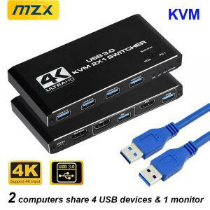 dp케이블 MZX KVM 스위치 4K HDMI 호환 도킹 스테이션 USB 허브 3.0 스플리터 컴퓨터 노트북 PC 데스크탑