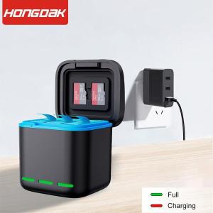 HONGDAK 고프로 히어로 11 10 9 용 블랙 배터리 충전기 1800mAh 배터리 3 슬롯 고속 충전기 고프로 액션 카